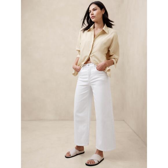 NWT Women's Size 28 White High-Rise Straight Leg Banana Republic Jeans - Picture 2 of 5